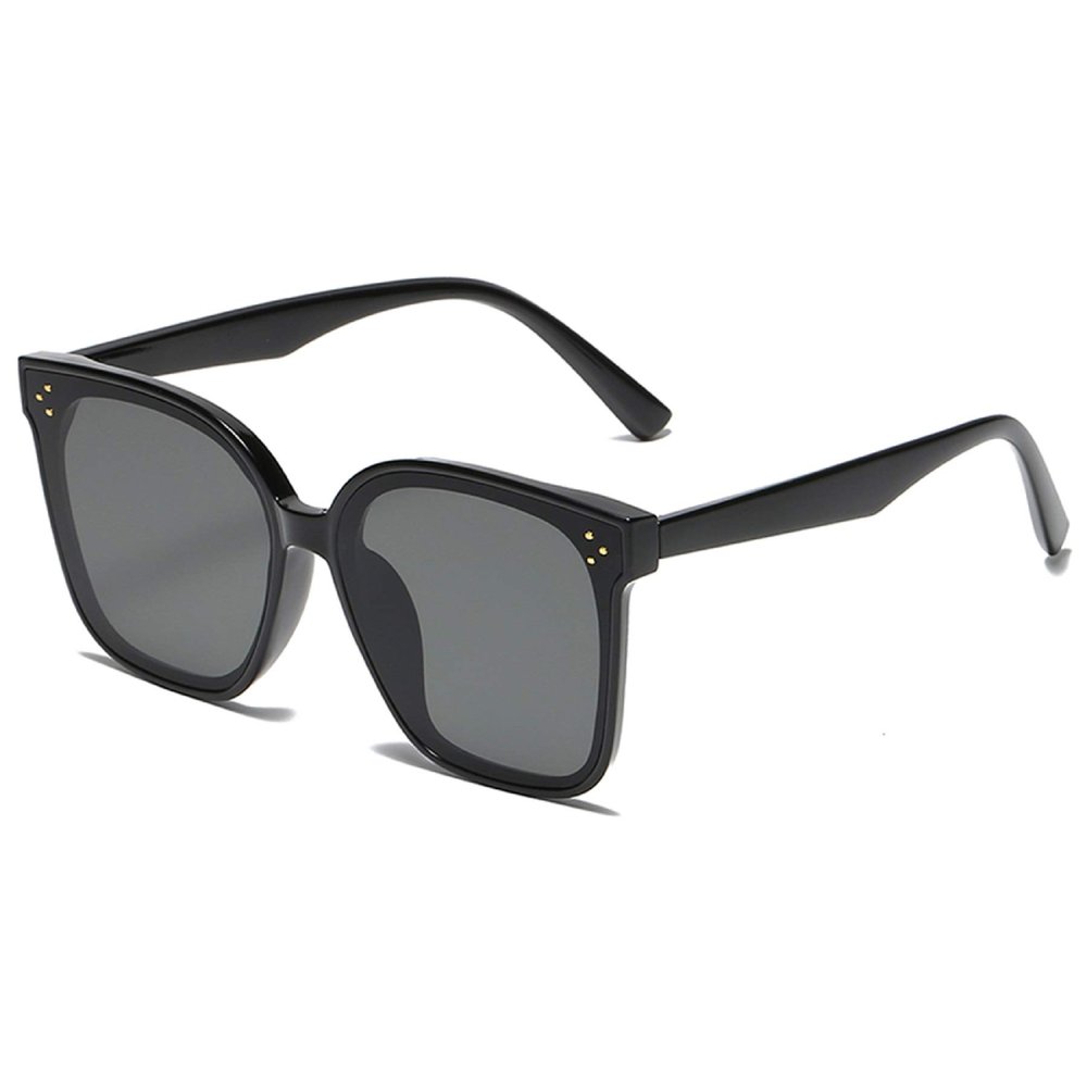 MAXJULI Oversized Sunglasses for Women Men UV Protection (C1 Black Frame/Grey Lens)