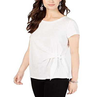 Style & Co. Side Tie Top Winter White S