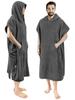 SUN CUBE Surf Poncho Changing Robe with Hood, Thick Quick Dry Microfiber Wetsuit Changing Towel for Surfing Beach Swim Outdoor Sports Men, Absorbent Wearable Towel Cover Up with Pocket, Gray view 1