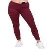 Ashen Fane Full Length High Waist Super Soft Workout Yoga Fitness Pants, Burgundy, Large view 2