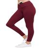 Ashen Fane Full Length High Waist Super Soft Workout Yoga Fitness Pants, Burgundy, Large view 3
