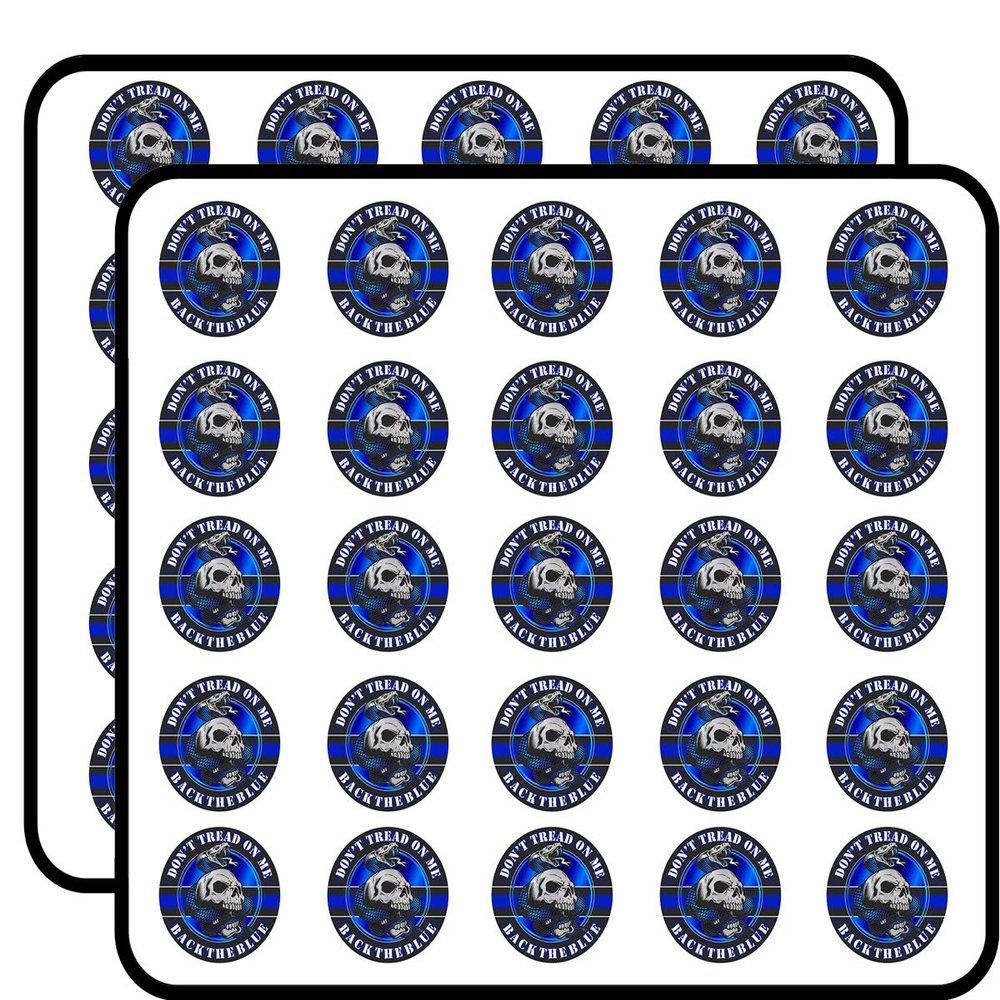 Back The Blue Don't Thread On Me Gadsden Flag Vinyl Stickers 1" Each 50 Pack Stickers Durable and Waterproof for Laptops, Cars, Phones