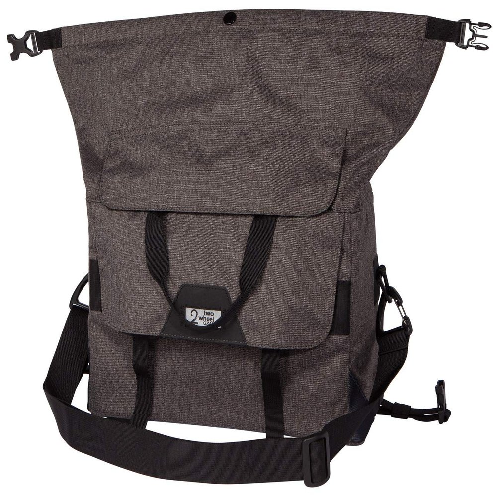 Two Wheel Gear - 4 in 1 Dayliner Box Bag (20 Liter) - Water Resistant Rolltop for Bike Handlebars, Rack Trunk or Basket with Shoulder Strap (Graphite Grey)