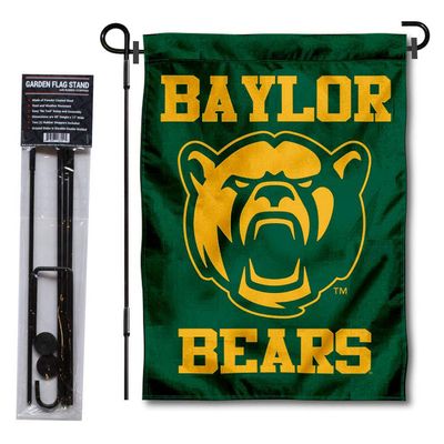 Baylor Bears New Bear Garden Flag with Pole Stand Holder