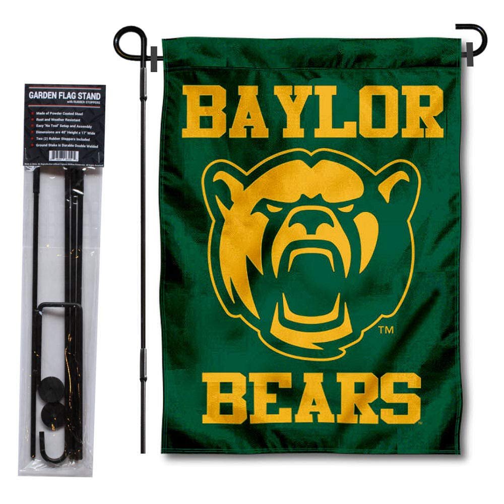 Baylor Bears New Bear Garden Flag with Pole Stand Holder