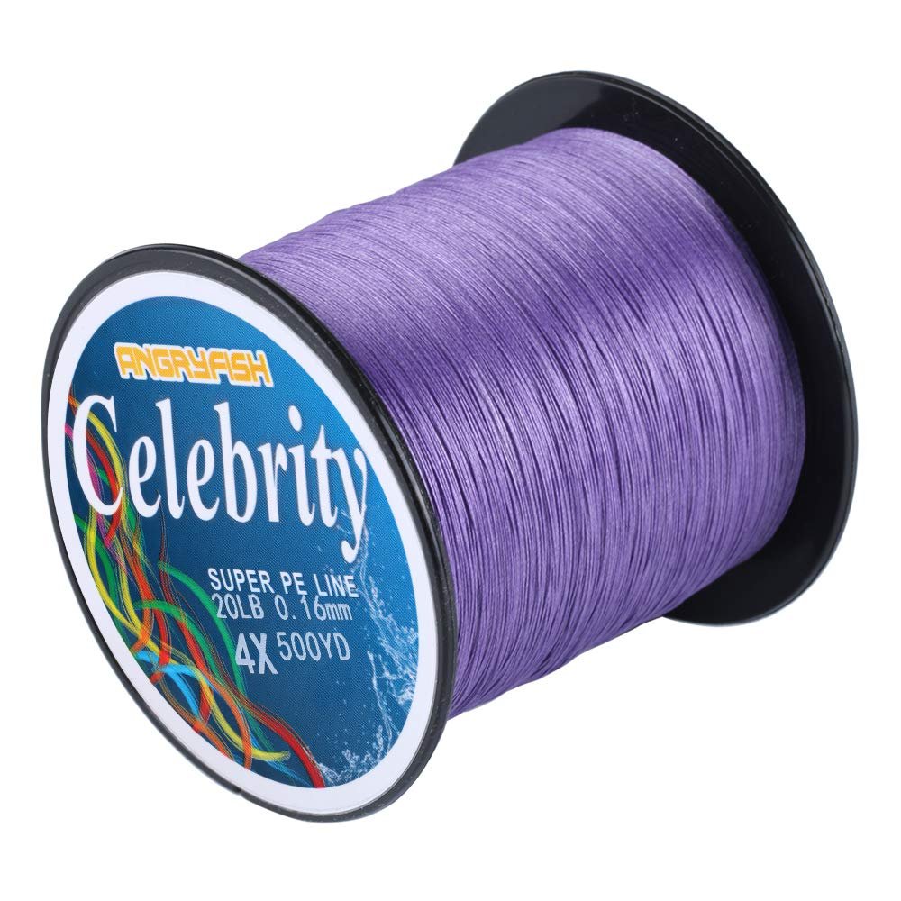 AngryFish 4 Strands Super Strong Braided Fishing Line- Less Expensive -Zero Stretch -Small Diameter-Suitable for Novice Fishermen(Purple,25LB/0.20MM-300YD)