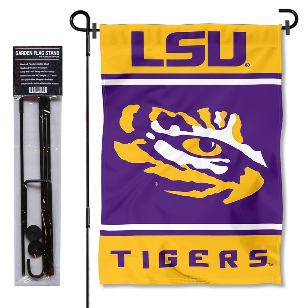 College Flags & Banners Co. Louisiana State LSU Tigers Garden Flag with Stand Holder