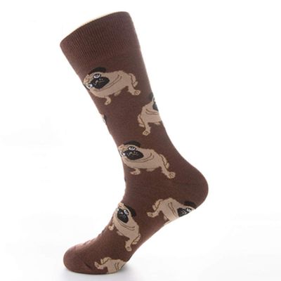 Colorful Dog Socks Men's Socks Casual Cotton Socks Casual Men's Socks-Coffee Shar Pei_Euro code: 41-46