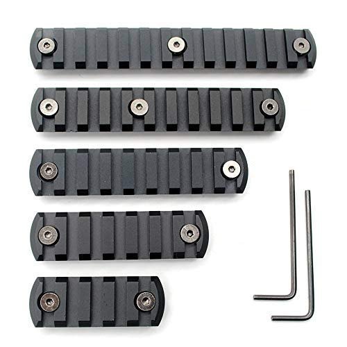 Trirock 5-Pack Black Keymod Picatinny Rail Sections kit fits Key mod handguard Rail Mount System - 5,7,9,11,13 Slots