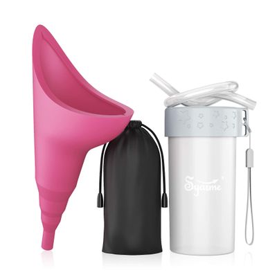 Female Urination Device, Portable Reusable Urinal Funnel with Extension Tube, Small Folding Storage, Suitable for Travel, Festivals, Camping, Traffic Jams, Etc, with Waterproof Cup