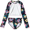 Kanu Surf Girls' Long Sleeve Rashguard UPF 50+ Two Piece Swim Set, Brooke Crop Black, 12 view 1