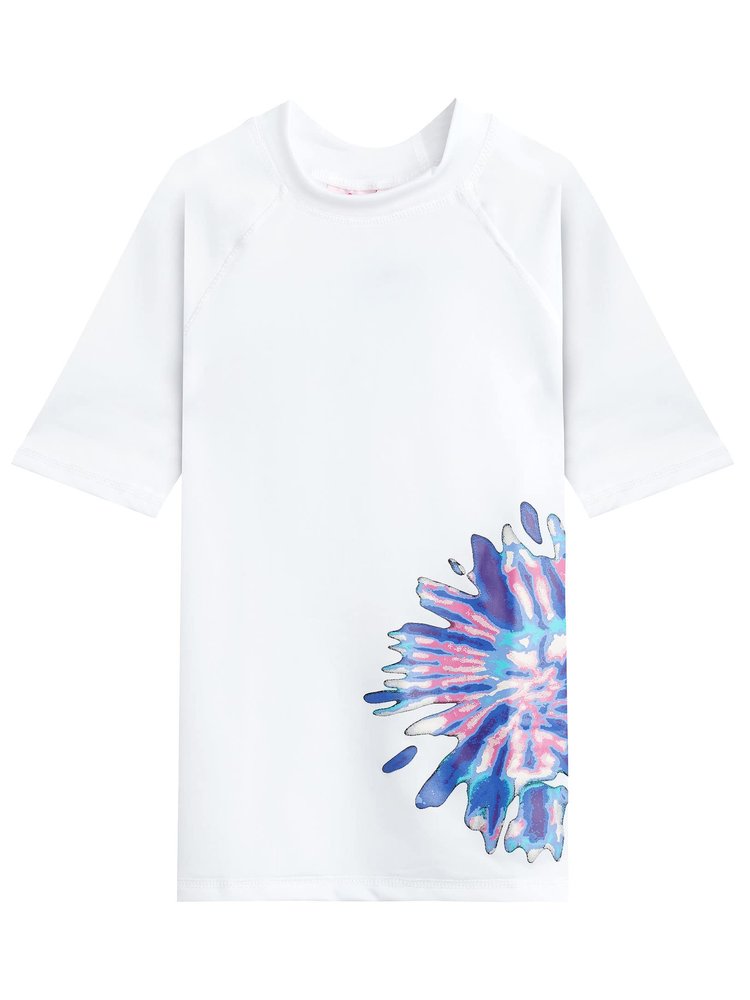 Kanu Surf Girls' Karlie UPF 50+ Sun Protective Rashguard Swim Shirt, Camille White, 12