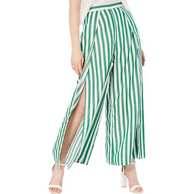 Lucy Paris Womens High Rise Striped Wide Leg Pants Green S