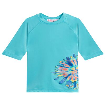 Kanu Surf Girls' Karlie UPF 50+ Sun Protective Rashguard Swim Shirt, Camille Aqua, 10