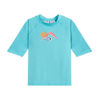 Kanu Surf Girls' Karlie UPF 50+ Sun Protective Rashguard Swim Shirt, Peggy Aqua, 8