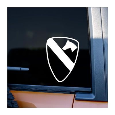 1st Cavalry Patch Vinyl Decal (White, 12 inches Tall)