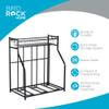 BIRDROCK HOME Bike Rack Garage Storage Floor Stand - Freestanding Organizer for Outdoor Yard - Upright Wall Mount for Scooters, Rakes, Motorcycles, Hoverboards, Gloves - Holds 3 Bicycle - Black view 3