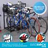 BIRDROCK HOME Bike Rack Garage Storage Floor Stand - Freestanding Organizer for Outdoor Yard - Upright Wall Mount for Scooters, Rakes, Motorcycles, Hoverboards, Gloves - Holds 3 Bicycle - Black view 4
