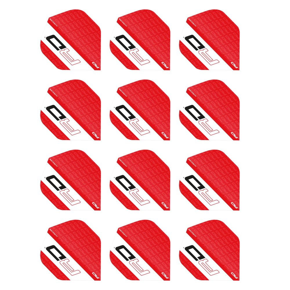 Hardcore XT Red and White RD Logo Extra Thick Standard Dart Flights - 4 Sets Per Pack (12 Dart Flights in Total)