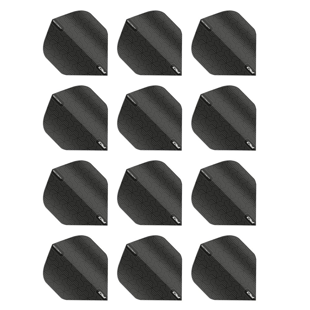 RED DRAGON Hardcore XT Black Patterned Extra Thick Standard Dart Flights - 5 Sets Per Pack (15 Dart Flights in Total)