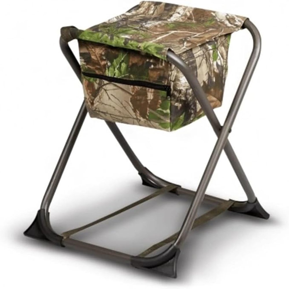 Hunters Specialties Dove Seating Stool Without Backrest - Steel Frame Foldable Design Portable Lightweight Hunting Camping Blind Chair - Realtree Edge