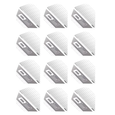 RED DRAGON Hardcore XT White and Silver RD Logo Extra Thick Standard Dart Flights - 4 Sets Per Pack (12 Dart Flights in Total)