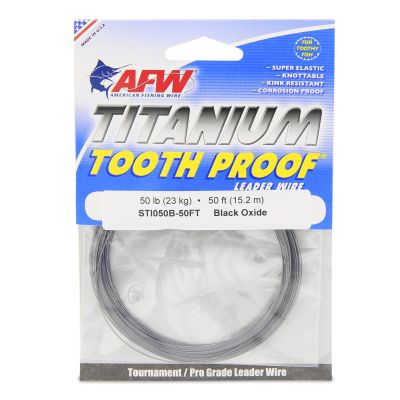 AFW Titanium Tooth Proof, Single Strand Leader Wire, 50 lb, Value Pack 50 ft