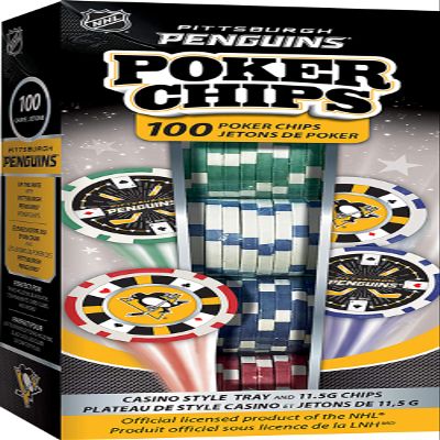 Masterpieces Casino - NHL Pittsburgh Penguins - 100 Piece Poker Chip Set with Tray