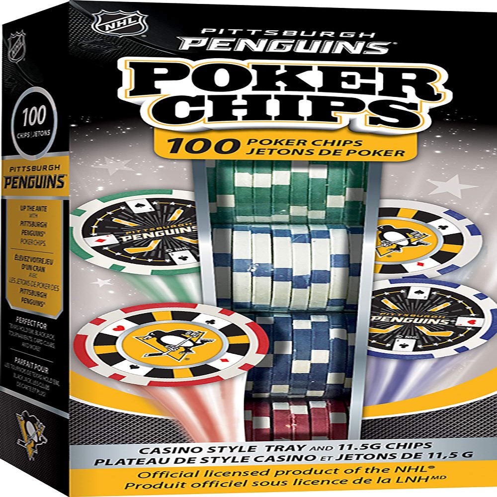 Masterpieces Casino - NHL Pittsburgh Penguins - 100 Piece Poker Chip Set with Tray