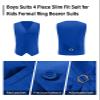 Yavakoor Boy Suits Slim Fit Toddler Wedding Dress Kids Vest Tie Set Royal Blue Size 2T view 4