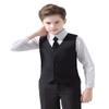 Yavakoor Boys Suits 4 Pieces Toddler Vest Tie Set Slim Outfits for Kids Black Size 3T view 4