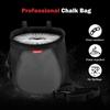 MoKo Rock Climbing Chalk Bag, Bouldering Chalk Pot Bucket with Adjustable Belt & Carabiner Drawstring Climbing Gear for Rock Climbing Weight Lifting Gymnastics Crossfit - Black & Gray view 2