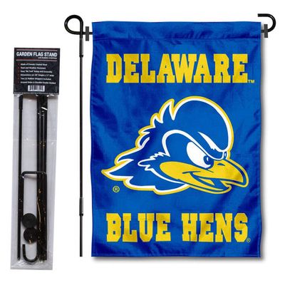 Delaware Blue Hens Garden Flag with Pole Stand Holder