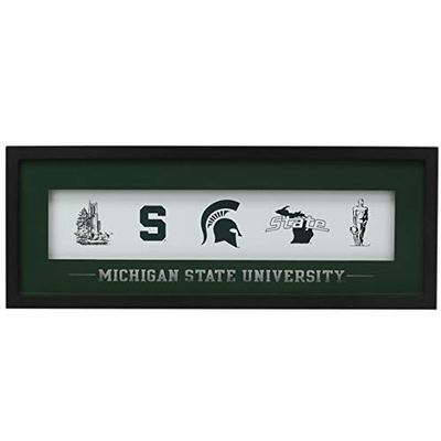 Michigan State University Logo Evolution Framed Wall Decor - Large Michigan State Spartans Wall Art for Office or Man Cave