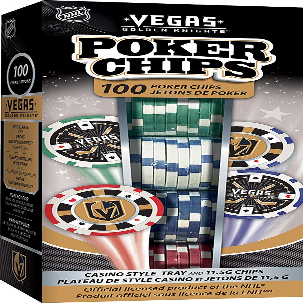 Masterpieces Casino - NHL Las Vegas Golden Knights - 100 Piece Poker Chip Set with Tray