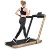 GYMAX Walking Pad, 2.25HP Dual Display Foldable Treadmill for Home with Remote/Smart App Control, Portable Compact Treadmill for Office Under Desk, Folding Running Machine for Small Spaces (Gold) view 1