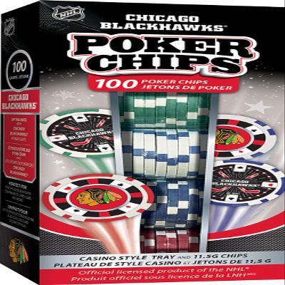 Masterpieces Casino - NHL Chicago Blackhawks - 100 Piece Poker Chip Set with Tray