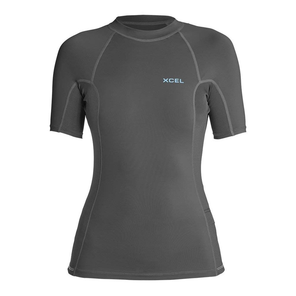 XCEL Womens Premium Stretch Short Sleeve UV Rashguard - Gunmetal | Large