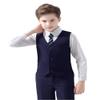 Yavakoor Suit for Boy 4 Pieces Toddler Vest Tie Set Slim Outfits for Kids Navy Blue Size 5 view 4