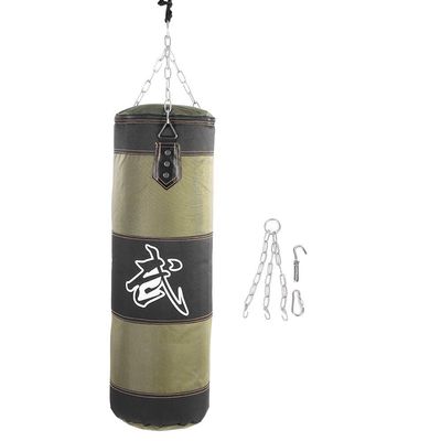 Yencoly Boxing Training Punch Bag, Canvas Punching Bag Set with Sandbag/Metal Chain/Hook/Carabiner, Perfect for Developing Hand and Foot Technique(Green 80cm)
