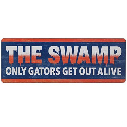 Open Road Brands University of Florida The Swamp Slogan Wood Wall Decor - Large Florida Gators Sign - Only Gators Get Out Alive
