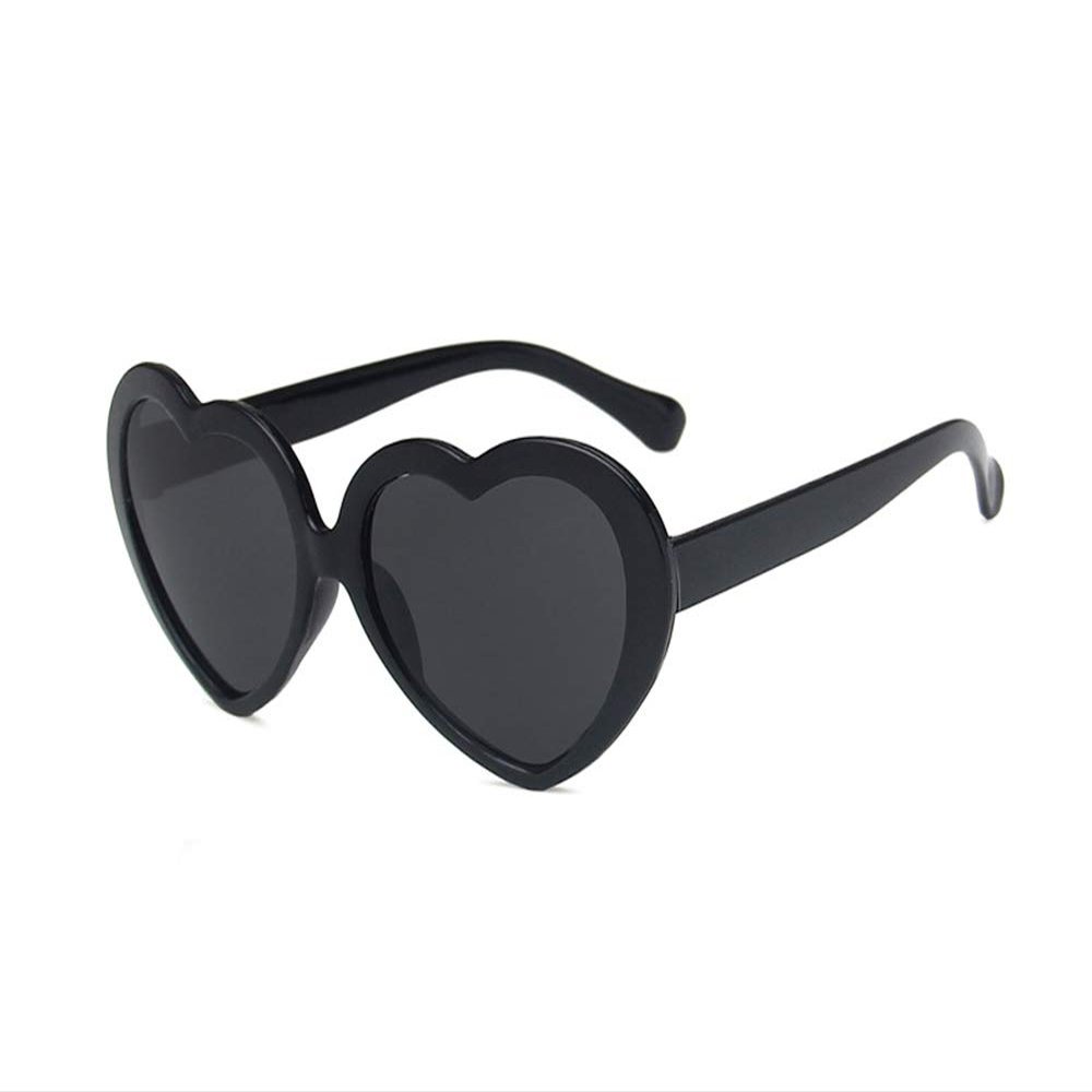 FOURCHEN Childrens Heart Shaped Sunglasses Classic Girls UV400 Retro Love Kids Glasses(Heart -Black)