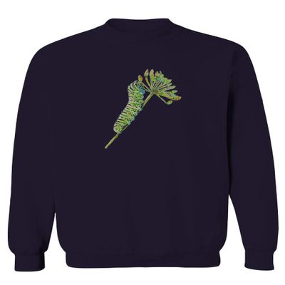 0247. Vintage Caterpillar Art Paint Floral Retro Graphic Men's Crewneck Sweatshirt (Navy Medium)