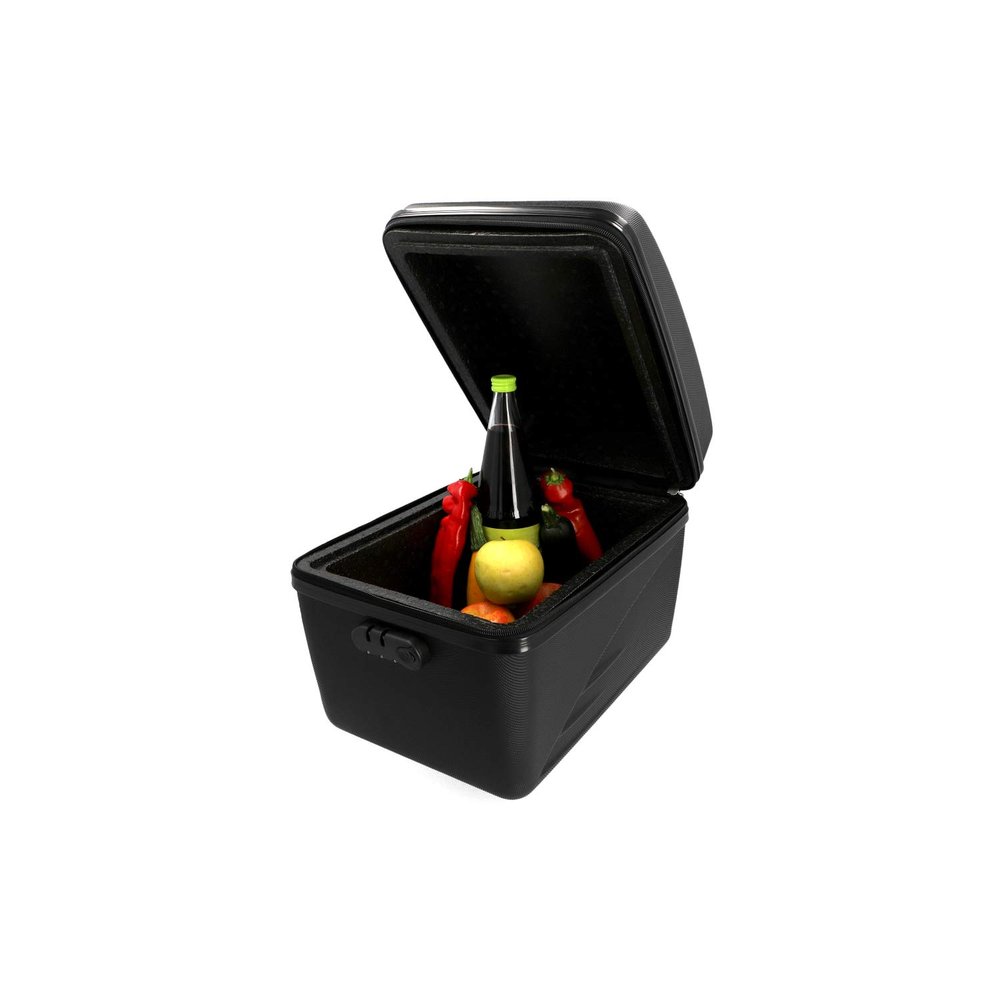 FISCHER 50396 Insulated Pannier Rack Box, Keeps Food Hot or Cold, 16 L Capacity, Load Capacity 10 kg, Easy to Assemble and Disassemble on The Pannier Rack, Black