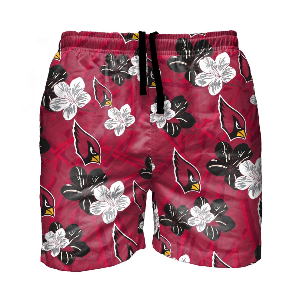 FOCO NFL Arizona Cardinals Mens Hibiscus Slim Fit 5.5" Swim Suit Swimming TrunksHibiscus Slim Fit 5.5" Swim Suit Swimming Trunks, Team Color, XXL