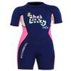 DIVE & SAIL Kids Shorty Wetsuit UPF 50+ Short Sleeve Swimsuit Thermal Warm Full Suit Diving Swimming Suit Swimwear Pink view 1