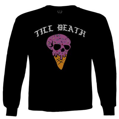 0259. dope Chill Till Death Ice Cream Skull Graphic Streetwear Society Men's Long Sleeve t Shirt (Black, 2X Large)