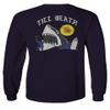 0256. Shark Summer Vibe Cool Graphic Surf Till Death Society Men's Long Sleeve t Shirt (Navy Blue, Large) view 2