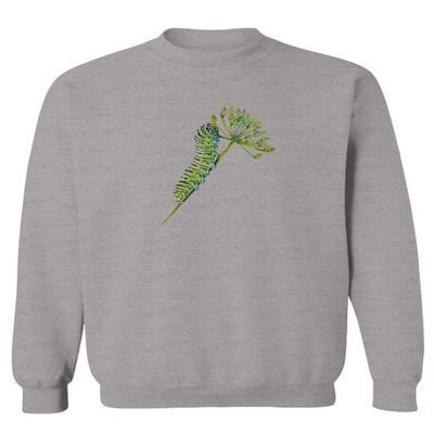 0247. Vintage Caterpillar Art Paint Floral Retro Graphic Men's Crewneck Sweatshirt (Light Gray X-Large)