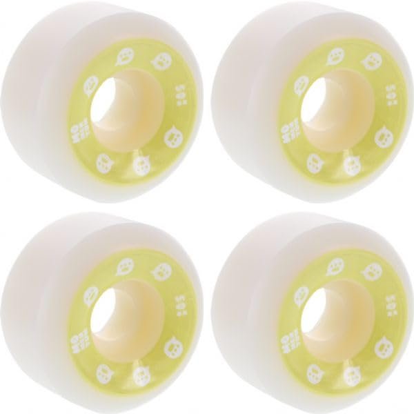 Momentum Wheels V2 Spiral White/Yellow Skateboard Wheels - 50mm 101a (Set of 4)